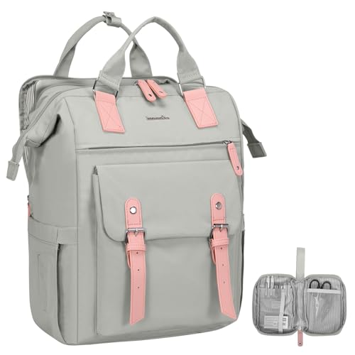 LOVEVOOK Laptop Backpack, Travel Bag with 17.3 inch Laptop Compartment, Water Resistant Teacher Nurse Doctor Work Bag, Anti-theft Daypack, Grey
