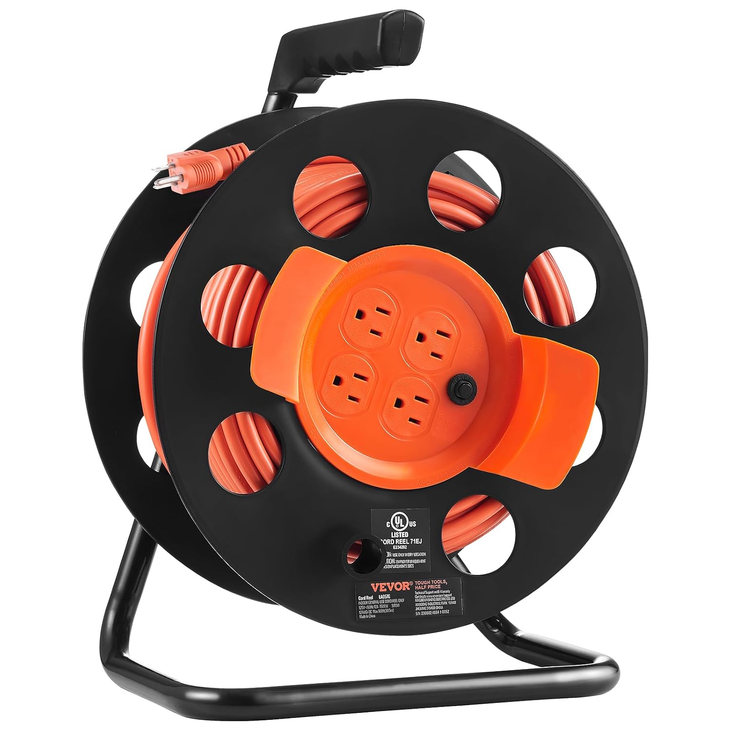 VEVOR 100FT Retractable Extension Cord Reel (12AWG)