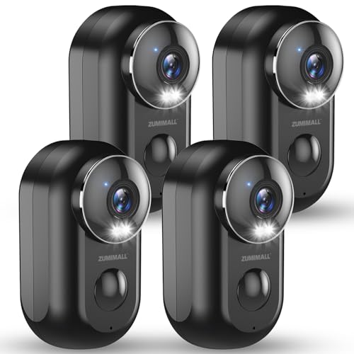 ZUMIMALL Security Cameras Wireless Outdoor, 4 Packs, 2K Cameras for Home Security, Outdoor/Indoor Camera Battery Powered, 2.4G WiFi, Magnetic Mount,3MP Color Night Vision/Siren/PIR/AI/Cloud/Alexa