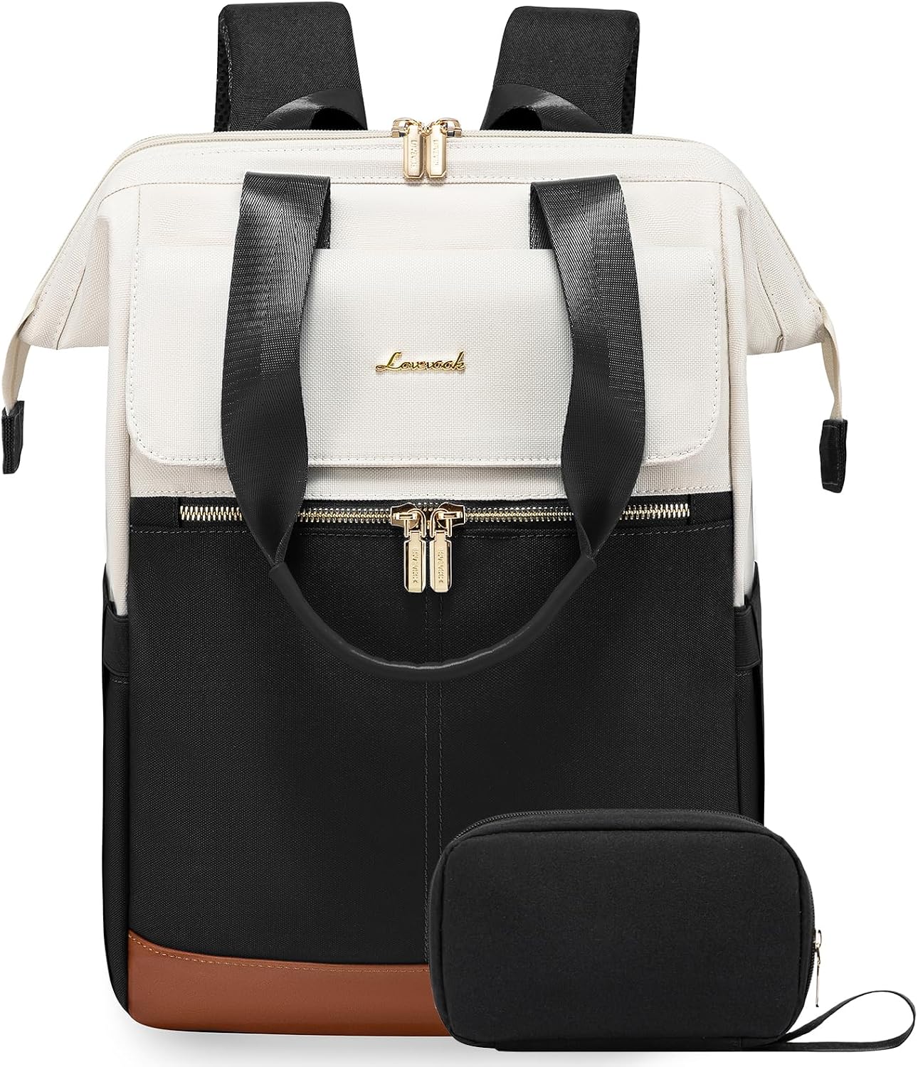 LOVEVOOK Laptop Backpack (Beige-Black)