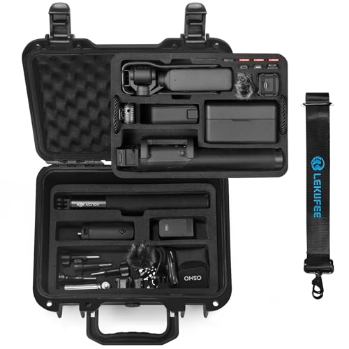 Lekufee Waterproof Hard Case for DJI Osmo Pocket 3, Mic 3/2/Mini, Creator Combo,Power Expansion Combo,Vlogging Camera and Accessories(Case Only)