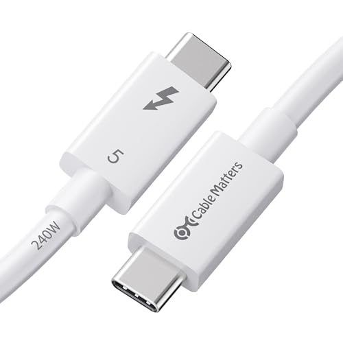 Cable Matters [Intel Certified] 80Gbps Thunderbolt 5 Cable with up to 120Gbps Bandwidth Boost and 240W Charging - 1m / 3.3ft, Compatible with Thunderbolt 4, USB4, and USB C, White
