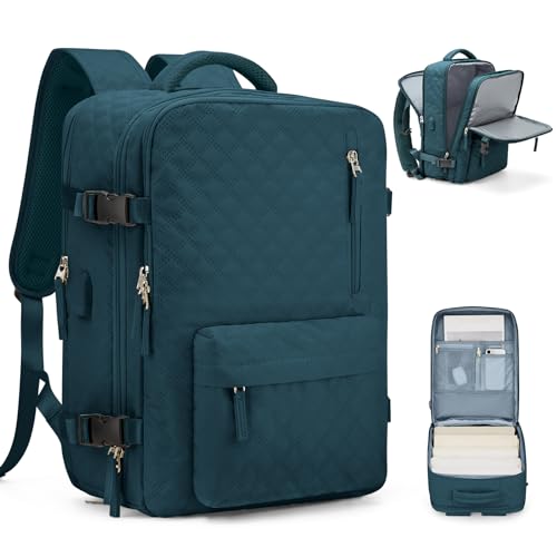 VGCUB Large Travel Backpack for Women Men, Carry on Backpack Airline Approved Gym Backpack Waterproof Business Laptop Daypack,Peacock blue