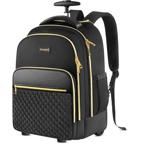 Rolling Backpack for Women, 17 inch Travel Laptop Wheeled Backpack