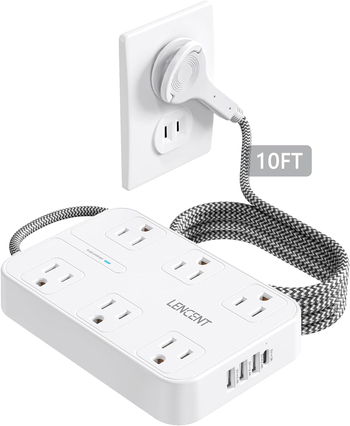 LENCENT 2-Prong Power Strip