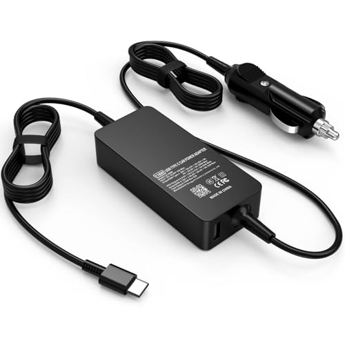 100W USB-C Laptop Car Charger Compatible with Dell, HP, Lenovo, MacBook, Surface, MSI, Acer, Samsung, Asus, LG gram, Razer, Google Pixel Universal Type C Power Adapter