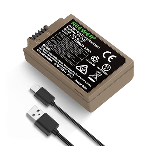 NEEWER Zfc Z30 Z50 Replacement Battery 1250 mAh EN-EL25, Compatible with Nikon Zfc Z30 Z50 Camera, MH-32 Battery Charger, Quick Charge in 2.5 Hours via USB-C Fast Charging Cable