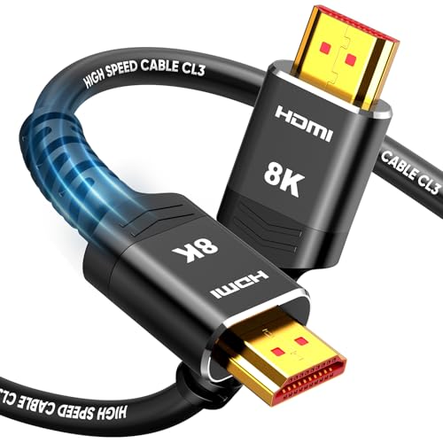 Highwings HDMI Cables 35FT Long, 8K Ultra High Speed HDMI 2.1 Cable [in-Wall CL3 Rated, 48Gbps] 8K@60 4K@120Hz/144Hz, HDMI Cord eARC HDCP 2.2 & 2.3, Compatible for Xb/X/S/HDTV/GPUs 30 & 40 Series
