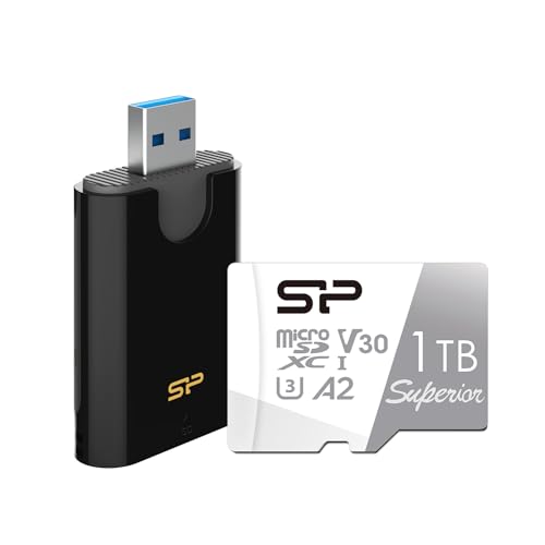 Silicon Power 1TB Superior UHS-I microSDXC Memory Card with Card Reader
