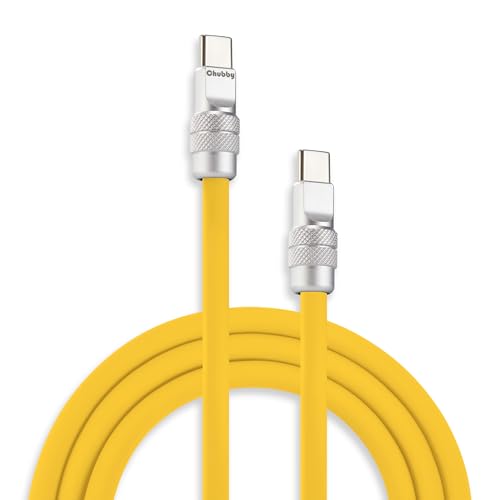 chubbycable Chubby 2.0 Fast Charging Cable Durable Soft Silicone USB C Cable 240W Extra Thick Charger Cord Compatible with iPhone 17-15 Series iPad, Yellow, Type-C to Type-C, 19.6 FT