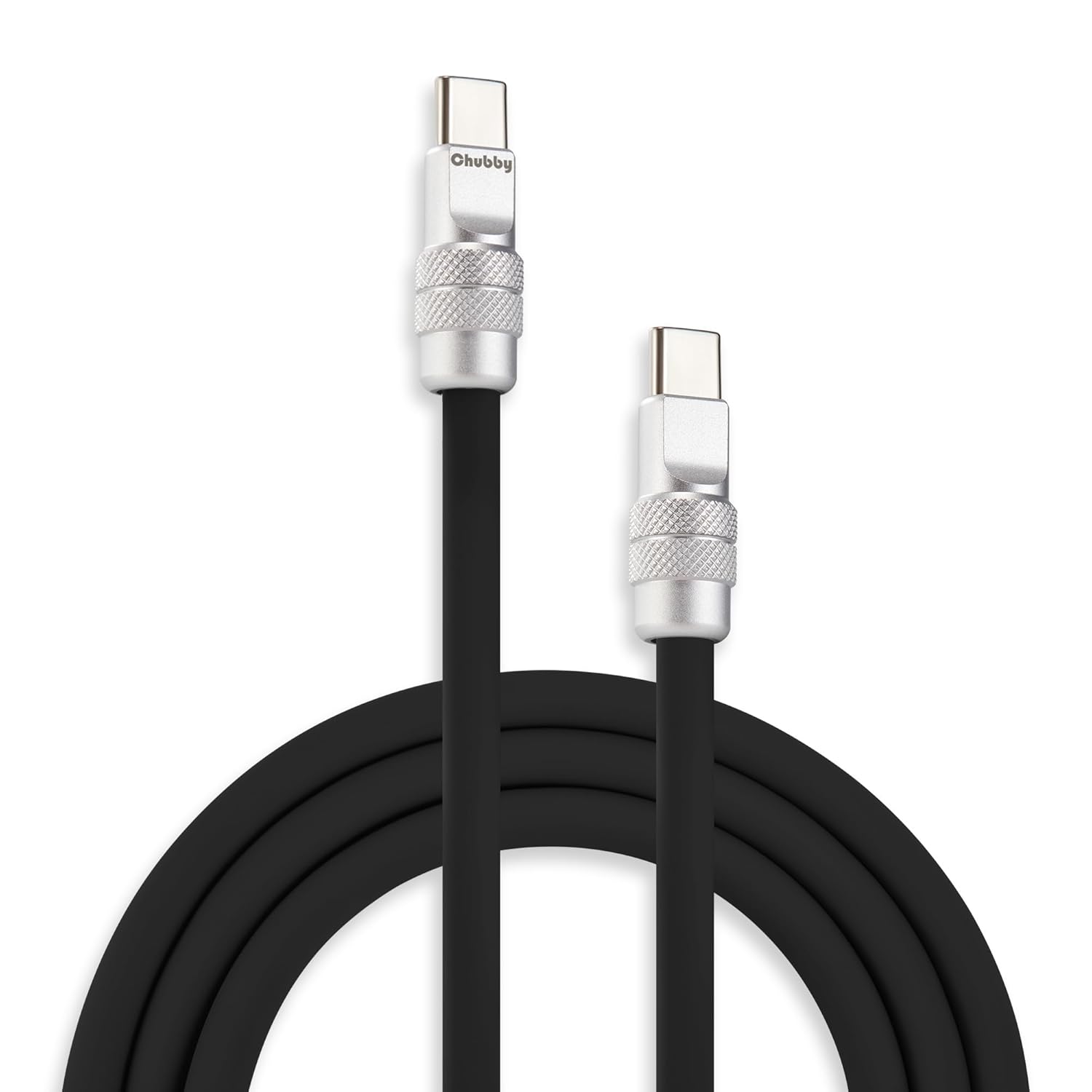 chubbycable Chubby 2.0 Fast Charging Cable Durable Soft Silicone USB C Cable 240W Extra Thick Charger Cord Compatible with iPhone 17-15 Series iPad, Black, Type-C to Type-C, 13.1 FT