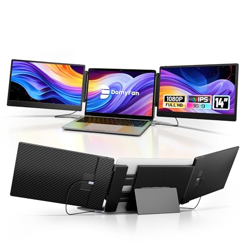 14" Laptop Screen Extender, S3 FHD 1080P IPS Triple Portable Monitor Laptop, HDMI/USB-A/Type-C Compatible with Windows/Mac/Android