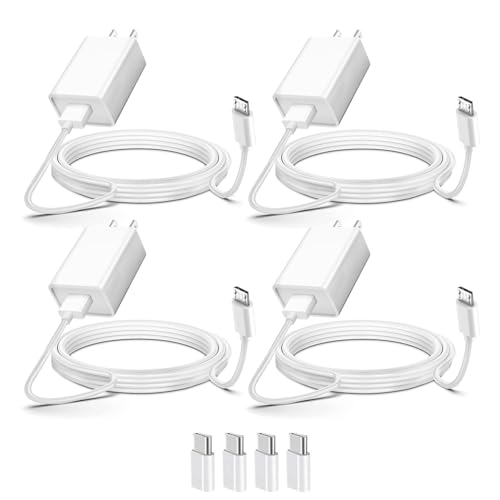 16.4ft 4-Pack 9V Wall Charger for Arlo Pro & Pro 2 Camera, Arlos Q,GO 1, Arlo Essential Spotlight/XL/XL 2nd Gen/Essential 2nd Generation Indoor Camera Charging Cord Cable USB Power Adapter Plug