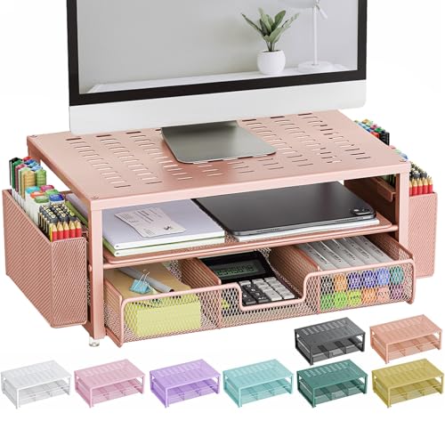 gianotter Monitor Stand with Drawer (Rose Gold)