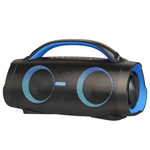 DOSS Extreme Boom Pro Loud Bluetooth Speaker with 100W Stereo Sound, Extra Bass, 20H Playtime, Party-Sync Led Lights, Built-in Power Bank, IPX6 Waterproof for Outdoor, Camping, Travel-Blue