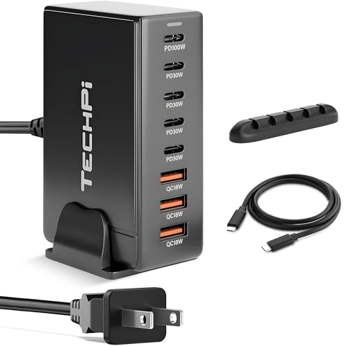 268W GaN USB Type C Charger 8 Ports