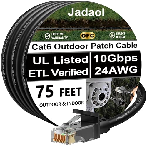 Jadaol Cat 6 Outdoor Ethernet Cable 75 ft
