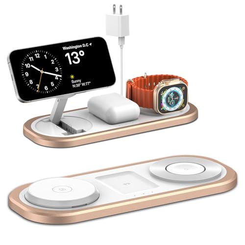 TEGISPAK 3 in 1 Fast Wireless Charger Stand (Gold)