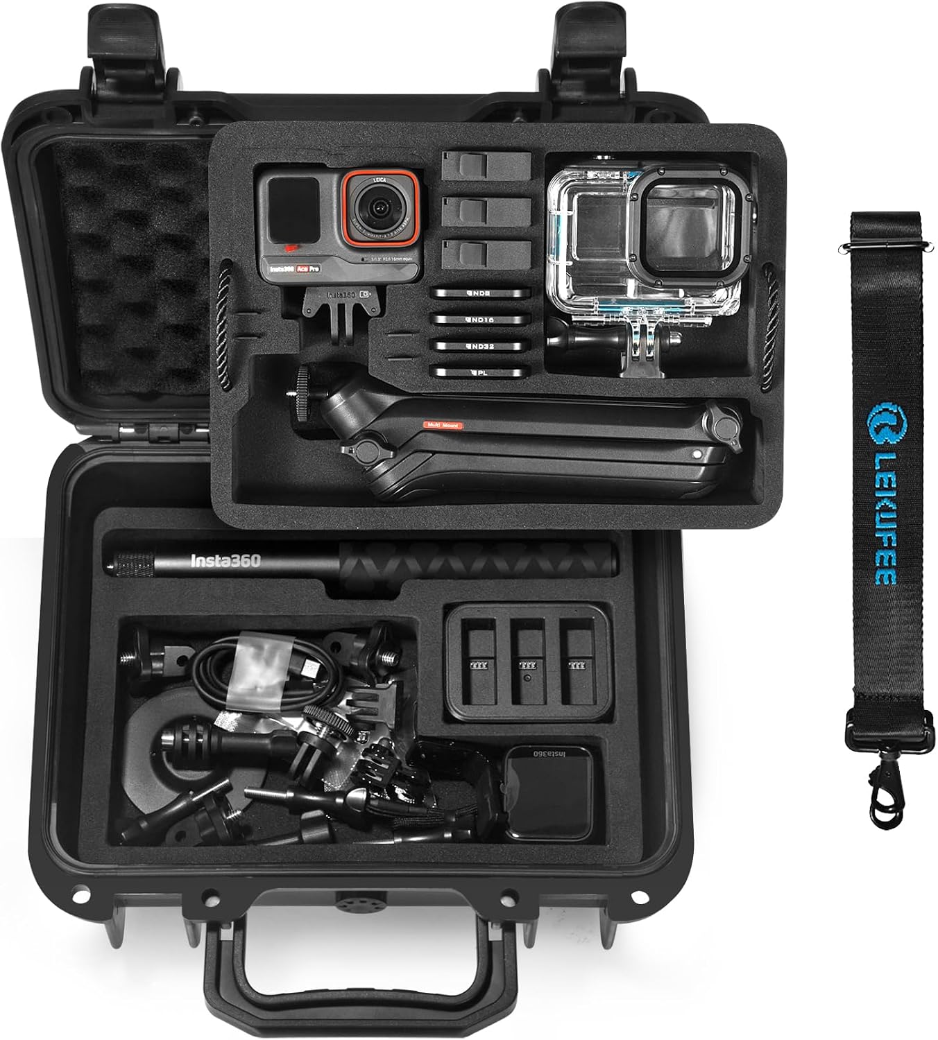 Lekufee Travel Waterproof Hard Case for Insta360 Ace Pro 2, Action Camera, and Accessories(Case Only)