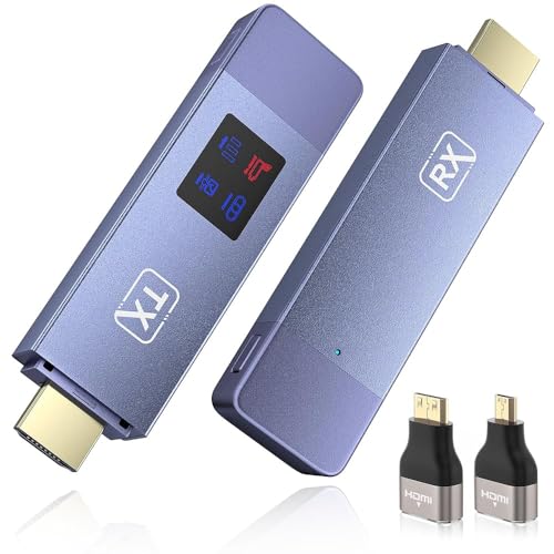 Wireless HDMI Transmitter and Receiver, Wireless HD Extender Plug & Play Portable 2.4G/5G with LED Screen HDMI Kit for Streaming Video and Audio to Monitor from Laptop/Pc/Tv Box/Projector