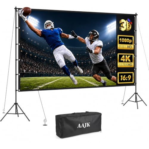 AAJK 120-inch Portable Projector Screen with Stand  Elevate Your Outdoor Movie Nights with 4K HD Clarity and Lightweight Convenience
