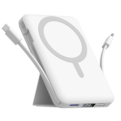 Azmuth for Magsafe Battery Pack, 10000mAh Magnetic Power Bank 22.5W PD Fast Charging with LED Display Wireless Portable Charger for Magsafe with Stand for iPhone 17/16/15/14/13/12/Pro/Pro Max