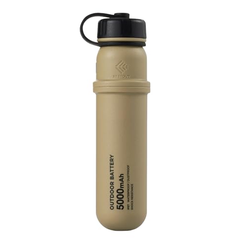 NESTOUT Rugged Portable Charger, 5000mAh Outdoor Battery Power Bank, 15W USB C Fast Charging, Waterproof IP67, Durable Shockproof, Tactical Battery Pack for Phone EDC Hiking Camping (Beige)