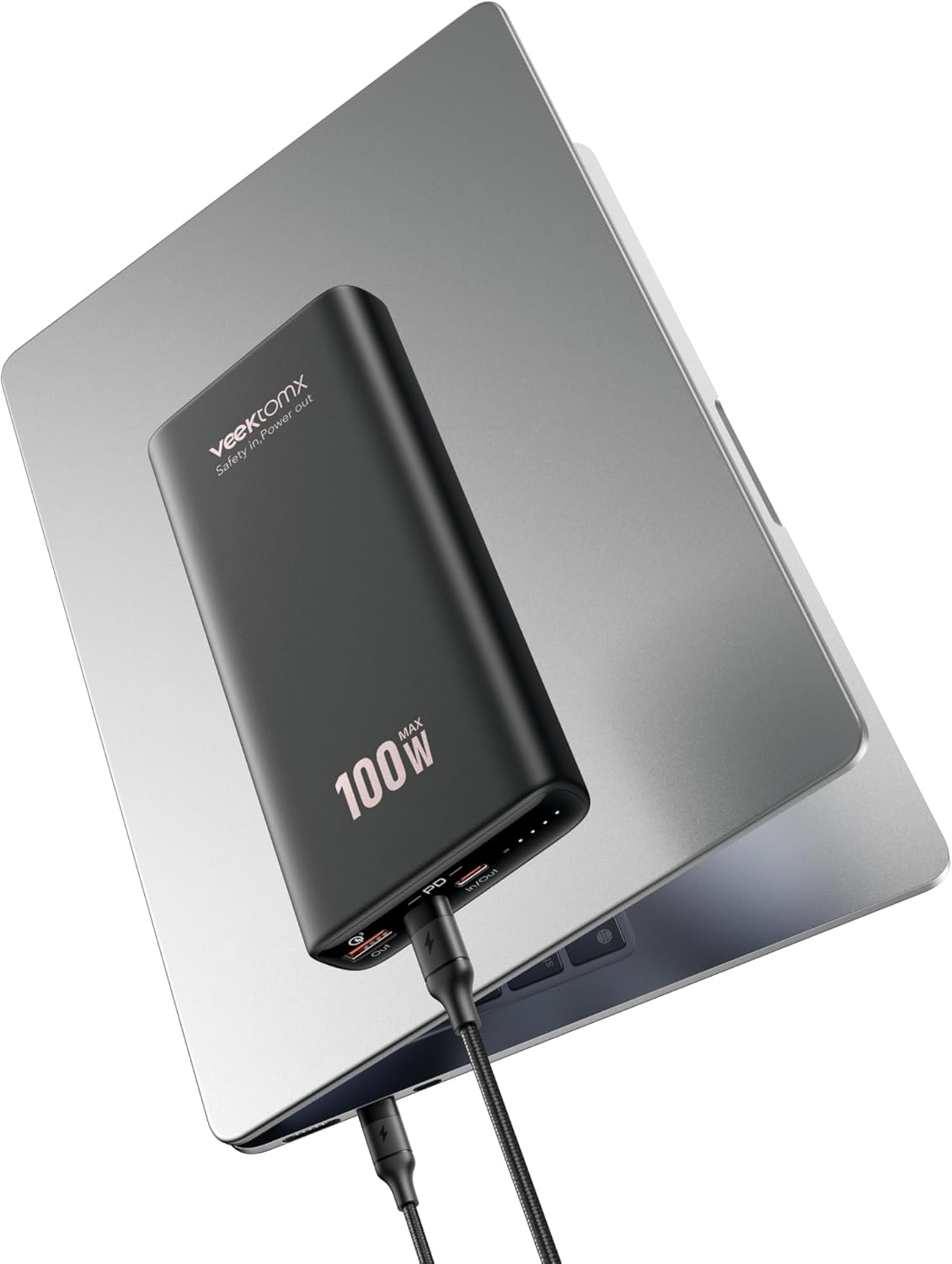 VEEKTOMX 100W Laptop Power Bank 20000mAh Fast Charging Portable Laptop Charger USB C PD 3.0 Battery Pack Compatible with iPhone 16/15/14 Pro Samsung MacBook Pro/Air iPad Steam Deck Camera etc