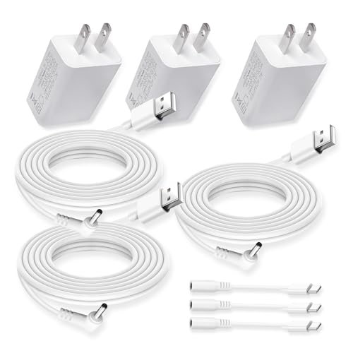3 Pack Power Adapter Plug Charger for Ring Stick Up Cam Plug-in Camera & Ring Pan Tilt Stick Up,Ring Spotlight Cam, Ring Spotlight Cam Pro/Spotlight Plus Camera Charging Cord Cable 13.2ft White
