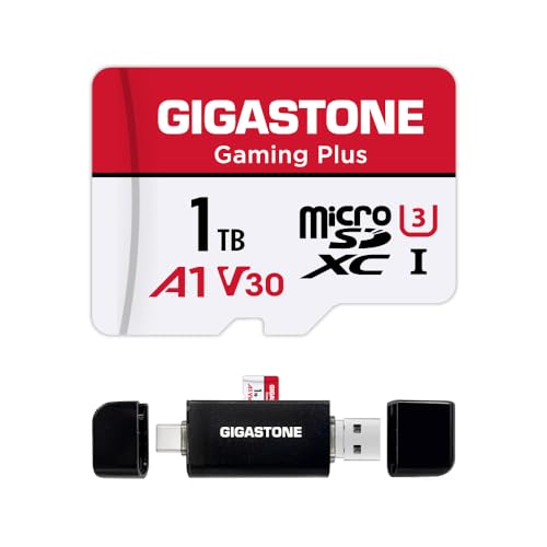 GIGASTONE 1TB Micro SD Card with USB Type C Card Reader, Gaming Plus, MicroSDXC Memory Card for Nintendo-Switch 1, 4K Video Recording, UHS-I A1 U3 V30 C10, up to 150MB/s, with Adapter