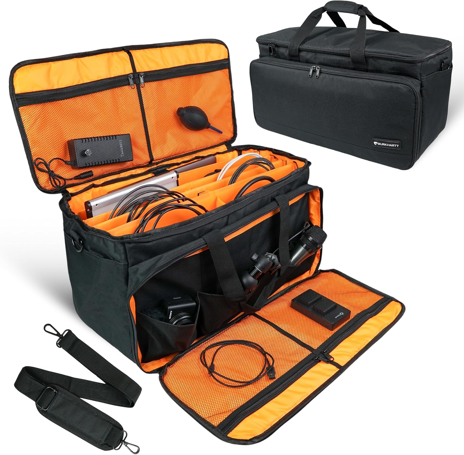 Dj Gig Bag with Detachable Dividers & Padded Laptop Pouch Cable Organizer Case for Dj Equipment - Orange