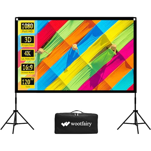 Projector Screen with Stand, Wootfairy 120 inch
