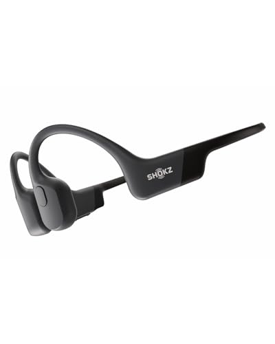 SHOKZ OpenRun with USB-C Charging - Open-Ear Bluetooth Bone Conduction Sport Headphones - Sweat Resistant Wireless Earphones for Workouts and Running - Built-in Mic, with Hair Band - Standard - Black