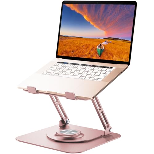 Laptop Stand for Desk, Adjustable Computer Stand with 360 Rotating Base, Ergonomic Laptop Riser for Collaborative Work, Foldable & Portable Laptop Stand, fits for All 10-16" Laptops