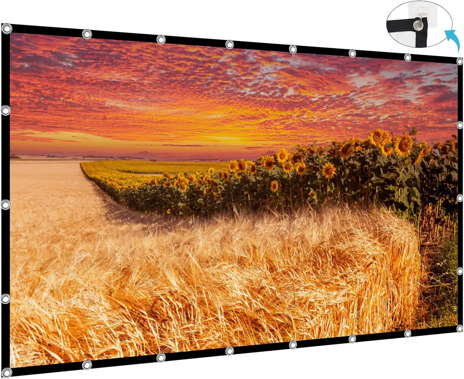 Projector Screen 200 inch, XINLEMY Large 4K HD 16:9 Foldable Portable Projection Cinema Screen Washable Double-Sided Video Projector Screen Suitable for Backyard Partying