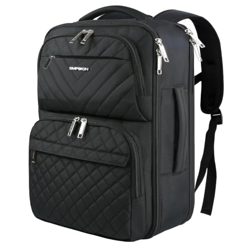 EMPSIGN Travel Backpack for Women, Large Carry On Backpack Airline Approved Personal Item, 17 inch TSA Friendly Laptop Backpack with USB Port, Casual Daypack for Weekender Business Hiking, Black