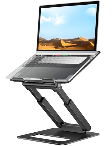 tounee Laptop Stand for Desk Adjustable Height, Telescopic Computer Stand with Pull Out Design Ergonomic Laptop Riser Fits All Laptops 10-17"-Black