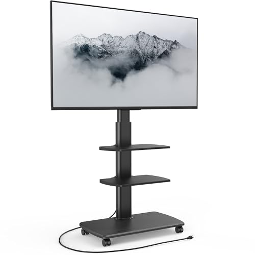 FITUEYES Rolling TV Stand with Power Outlets