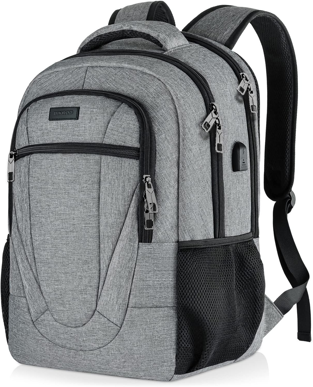 BIKROD 45L Extra Large Travel Laptop Backpack for Men and Women, Carry on Back Pack with USB Charging Port Fit 18.4 IN Laptop, Grey, Gift