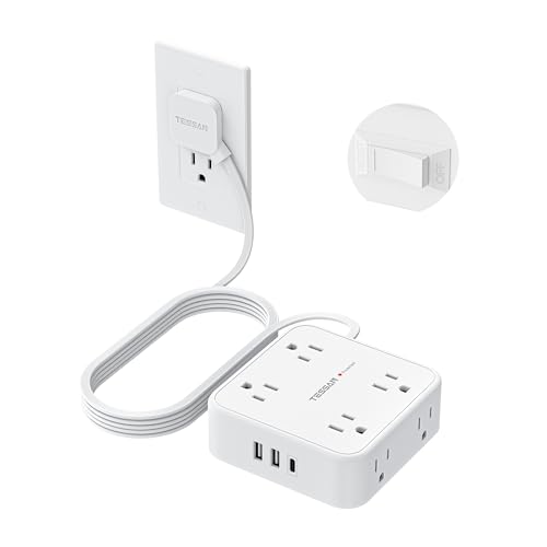 TESSAN 10 Ft Flat Plug Extension Cord