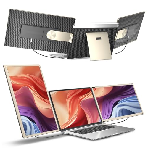 Laptop Screen Extender,15.6" Portable Monitor, FHD 1080P Ultra-Slim Travel Monitor with Speakers, Triple Display Extension, Compatible with 13-17.3" Laptops