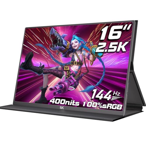 FMC 2.5K Portable Monitor 144hz QHD 16 inch Monitor Flicker-Free USB-C Side, HDMI Portable Screen for Laptop Compatible with Windows, MacBook, Phone, Switch, Xbox & PS4/5 Gaming