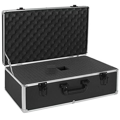 22 Inch Hard Carrying Case Ideal for Wireless Mic System Storage & Camera Gear Transportation, Aluminum Alloy Sturdy Build, Customizable Pre-Diced Foam, Black