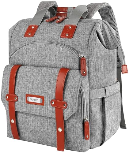 FALANKO Laptop Backpack for Women, 15.6 Inch Computer Backpack Doctor Teacher Work Purse Bookbag, Wide Top Open College Water Resistant Travel Casual Shoulder Bag with USB Charging Port