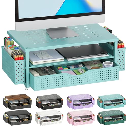 gianotter Monitor Stand with Drawer (Blue)