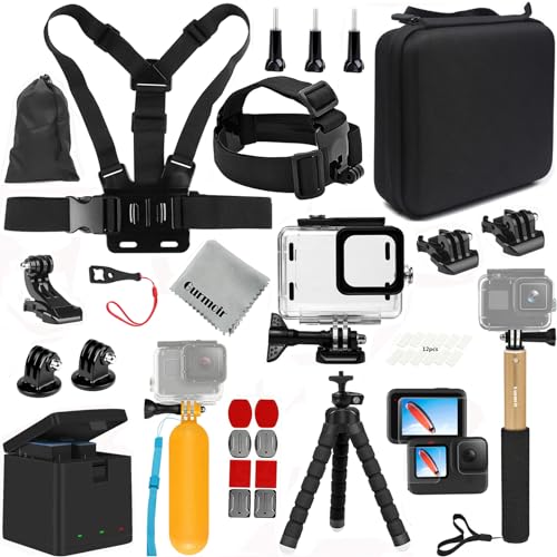 Gurmoir Accessories Kit with 2Battery and Charger for Go Pro 12 11 10 9 Camera, Top 10 Essential Accessories Bundle Compatible with GoPro Hero 12 Hero 11 Hero 10 Hero 9 Black