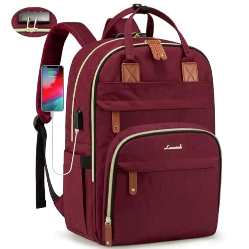 LOVEVOOK Laptop Backpack Purse (Wine Red)