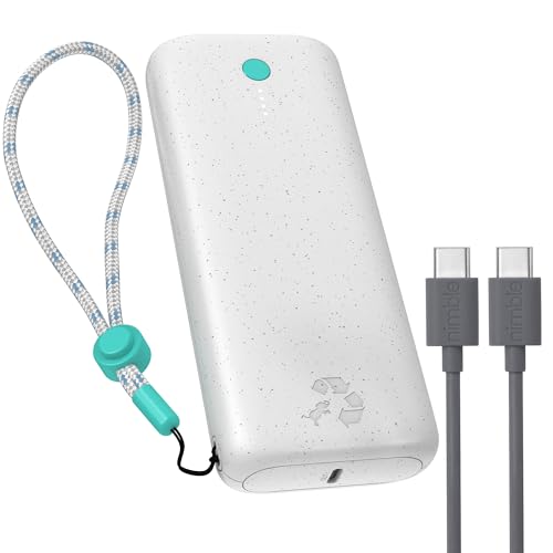 Nimble Champ Pro Portable Charger, 20,000mAh Power Bank with Cable, 65W Dual USB-C Fast Charging Battery Pack, Travel Essential Phone Power Bank for iPhone 17/16/15/14 Galaxy MacBook iPad Airpod Pixel