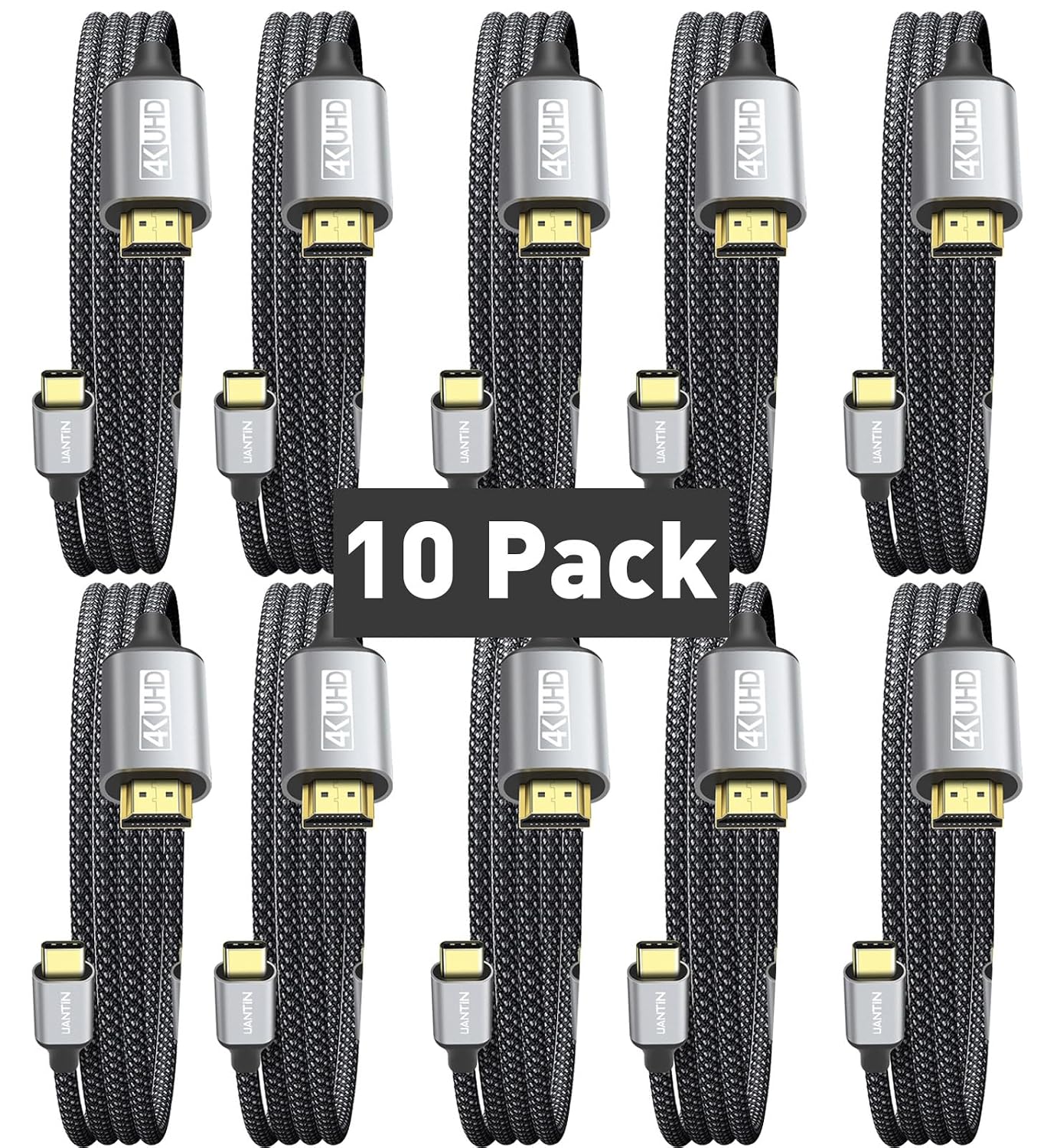 USB C to HDMI Cable 10ft [10 Pack] 4K USB 3.1 Type-C to HDMI Cord [Thunderbolt 3/4 Compatible] with MacBook Pro/Air,Galaxy S8 to S23,iPhone 15 Pro/Max,iPad Pro, iMac, Surface