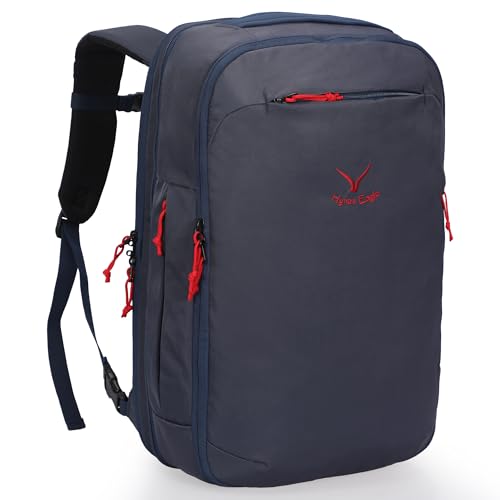 Hynes Eagle TSA Friendly Travel Backpack for Men Women Carry on Backpack 40L Flight Approved Laptop Backpack for 17 inches Compressible Weekender Bag Overnight Backpack Dark Blue